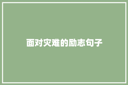 面对灾难的励志句子