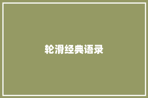 轮滑经典语录 知识百科
