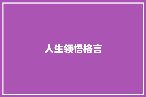 人生领悟格言