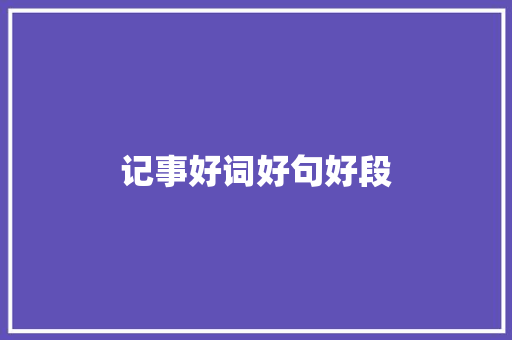 记事好词好句好段