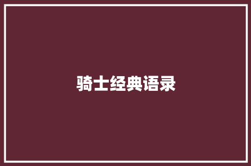 骑士经典语录