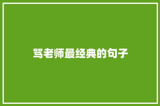 骂老师最经典的句子