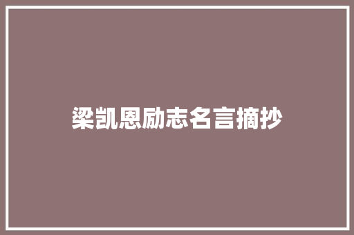 梁凯恩励志名言摘抄