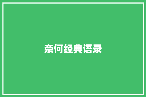 奈何经典语录