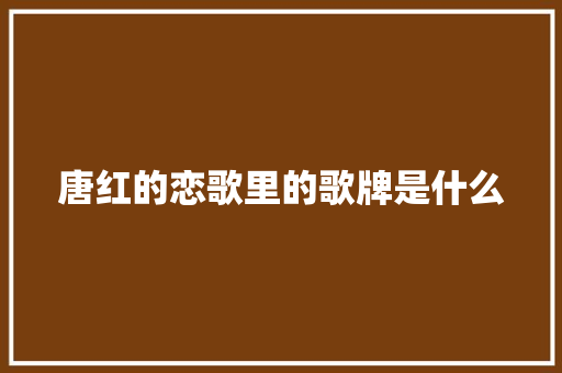 唐红的恋歌里的歌牌是什么 休闲娱乐