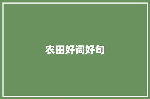 农田好词好句