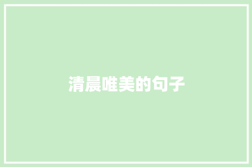 清晨唯美的句子