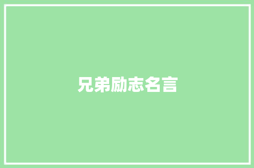 兄弟励志名言