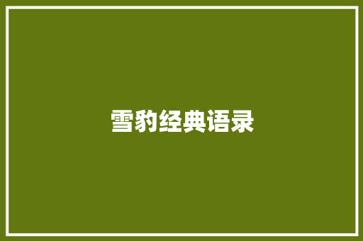雪豹经典语录