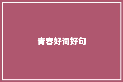 青春好词好句