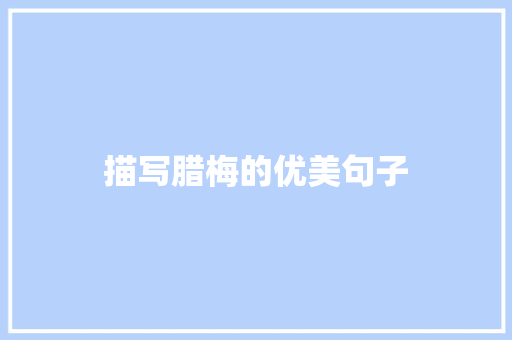 描写腊梅的优美句子
