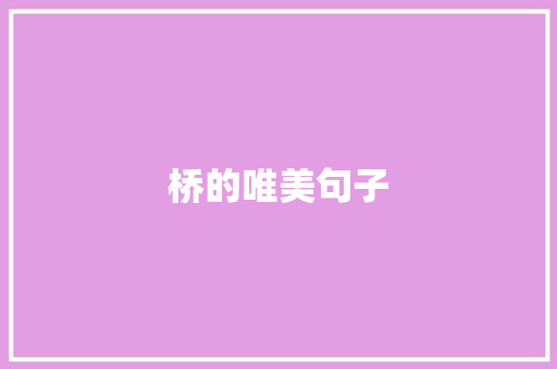 桥的唯美句子