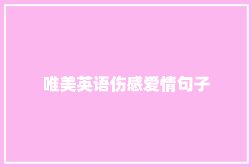 唯美英语伤感爱情句子