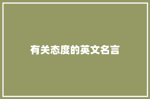 有关态度的英文名言
