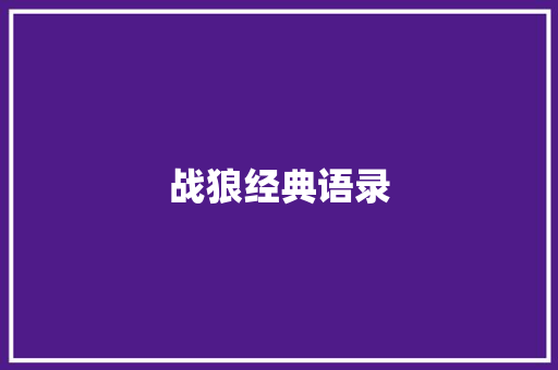 战狼经典语录