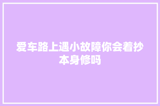 爱车路上遇小故障你会着抄本身修吗
