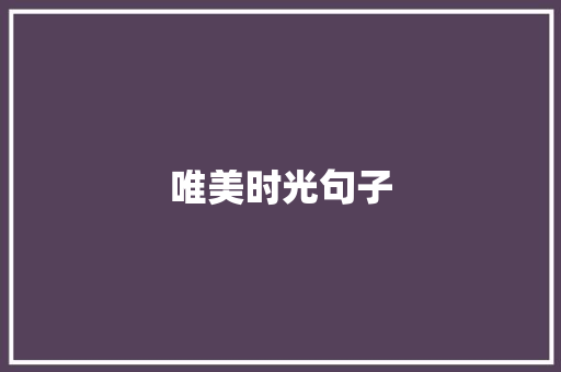 唯美时光句子