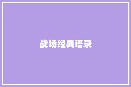 战场经典语录