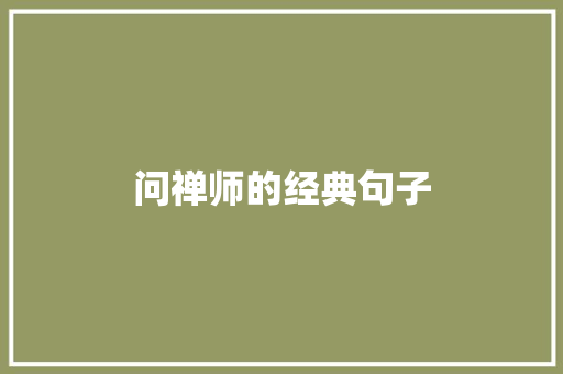 问禅师的经典句子