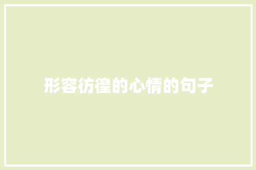 形容彷徨的心情的句子