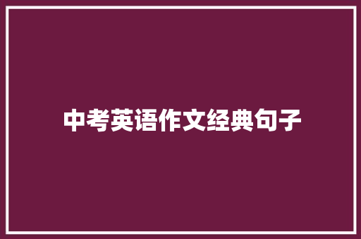 中考英语作文经典句子