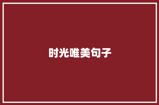 时光唯美句子