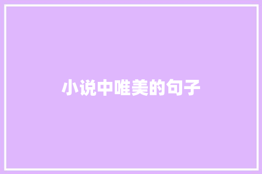 小说中唯美的句子