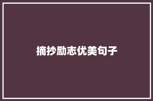 摘抄励志优美句子