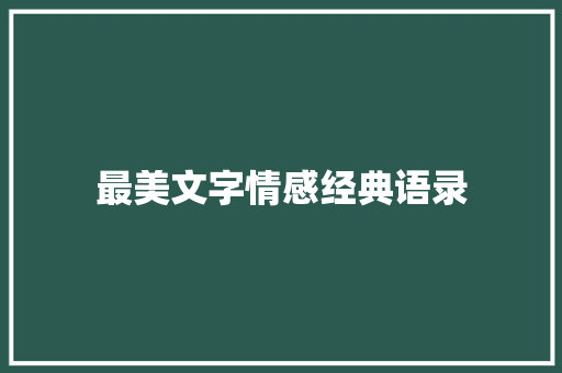 最美文字情感经典语录