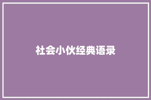社会小伙经典语录