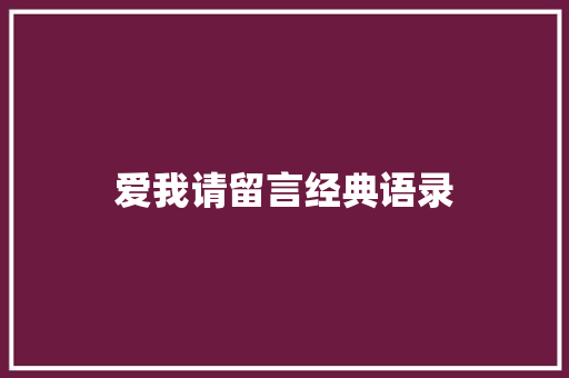 爱我请留言经典语录