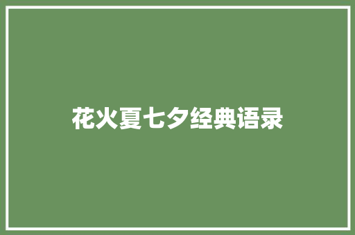 花火夏七夕经典语录