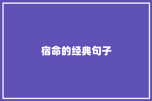 宿命的经典句子