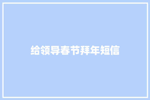 给领导春节拜年短信