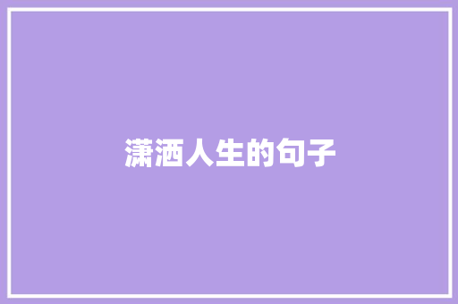 潇洒人生的句子
