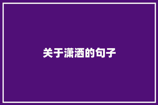 关于潇洒的句子