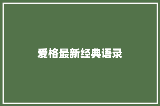 爱格最新经典语录