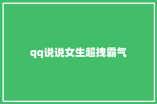 qq说说女生超拽霸气