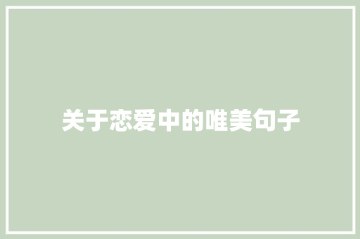 关于恋爱中的唯美句子