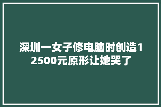 深圳一女子修电脑时创造12500元原形让她哭了