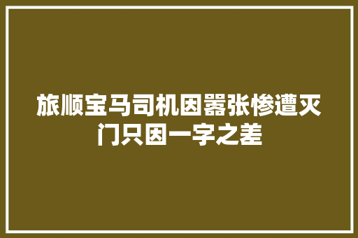 旅顺宝马司机因嚣张惨遭灭门只因一字之差