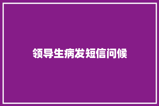 领导生病发短信问候