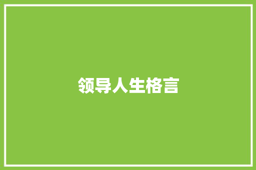 领导人生格言