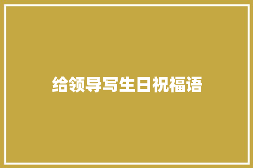 给领导写生日祝福语
