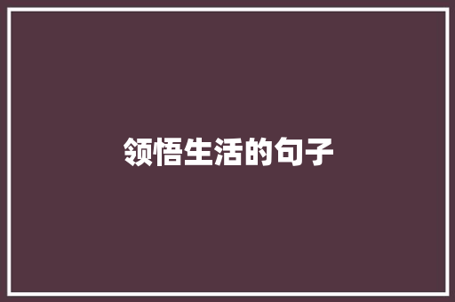 领悟生活的句子