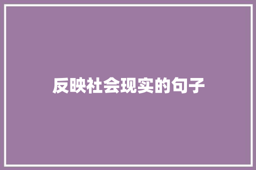 反映社会现实的句子