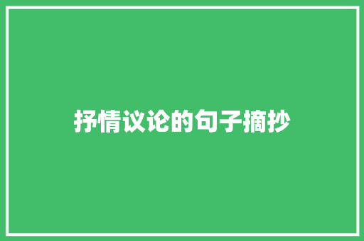 抒情议论的句子摘抄