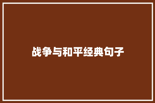 战争与和平经典句子