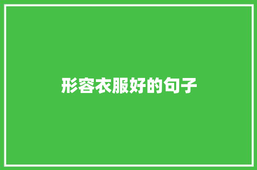 形容衣服好的句子