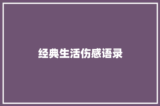 经典生活伤感语录